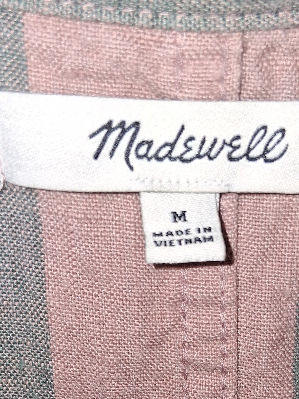 Madewell Pink & Gray Striped Button-Front Crop Top - Picture 3 of 3